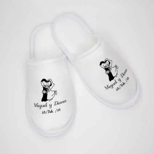 Pantufla 1 tinta para Boda Miguel y Diana